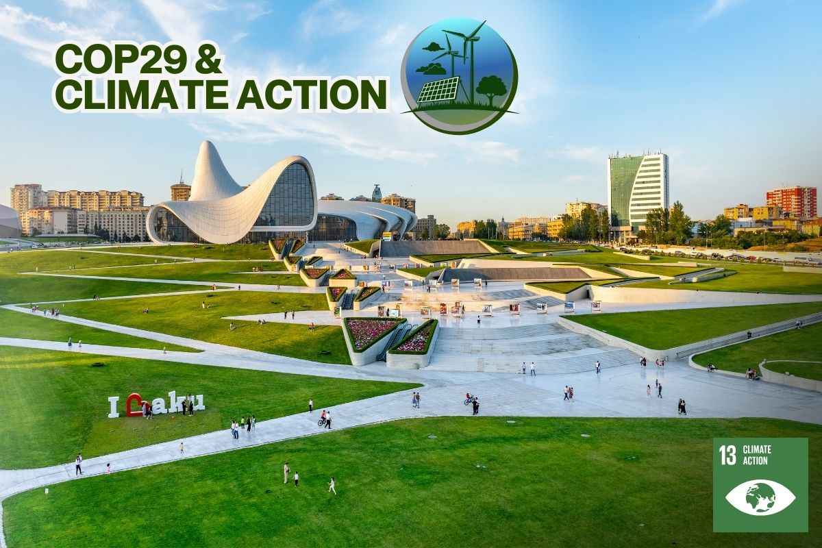 Conference of the Parties (COP29) at Baku Stadium in Azerbaijan, November 2024, organised by the United Nations Framework Convention on Climate Change (UNFCCC). Theme: In Solidarity for a Green World, focusing on climate finance, support for Nationally Determined Contributions (NDCs), and alignment with the 1.5°C climate goal.