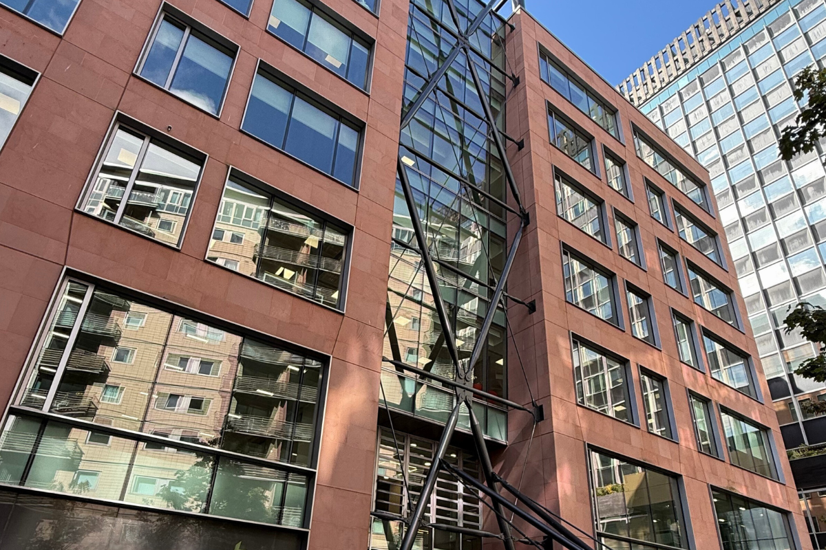 View of a modern commercial building.