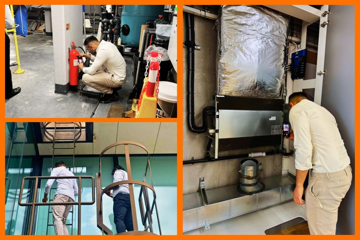 View of grid of 3 images showing Karsons Consulting expert teams undertaking regular asset, facilities and infrastructure inspections. Image collage highlights our strategies to mitigate the risks that ageing facilities and infrastructure causes, including  structural deterioration to increased maintenance costs. 