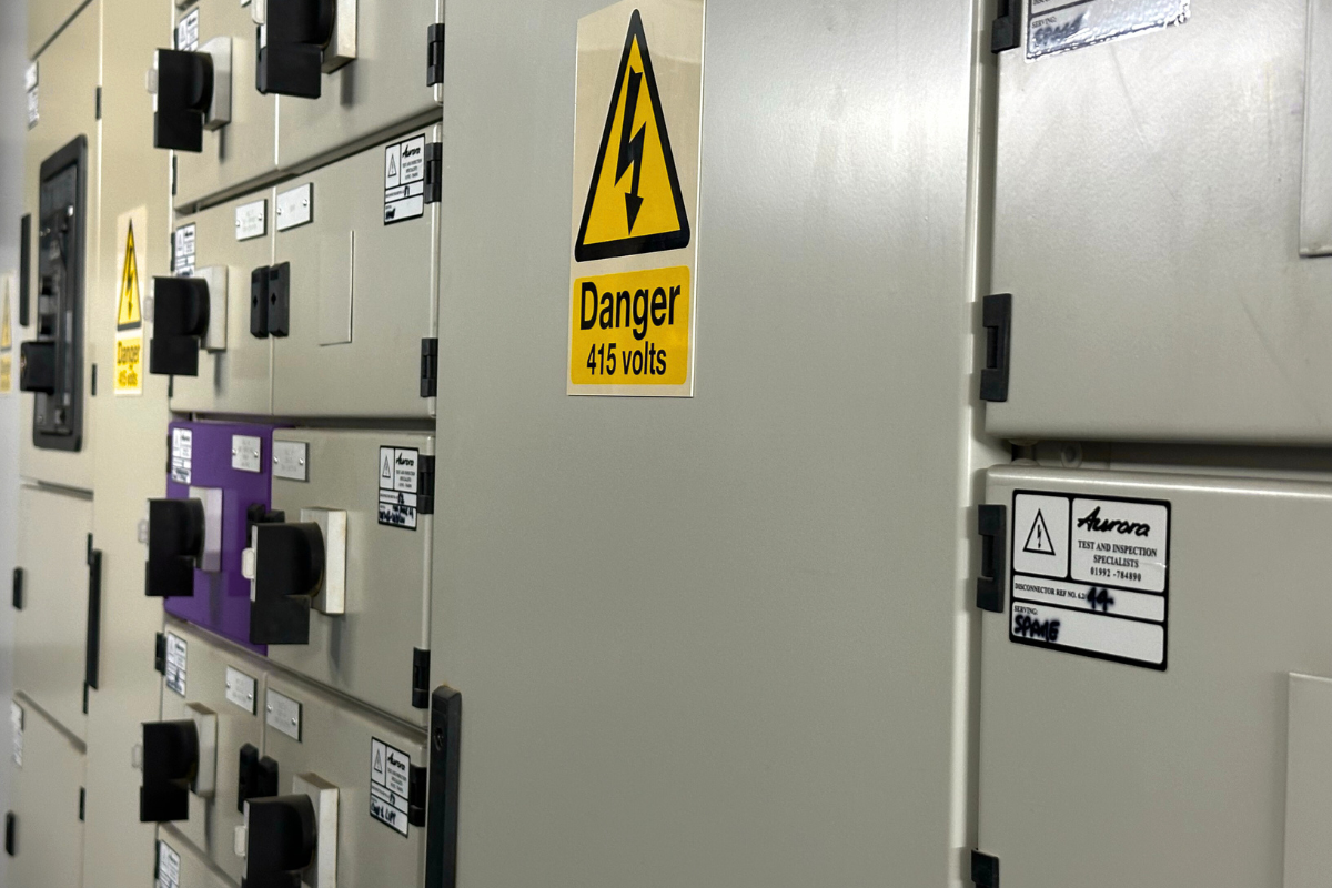 Warning signage in a building plantroom.