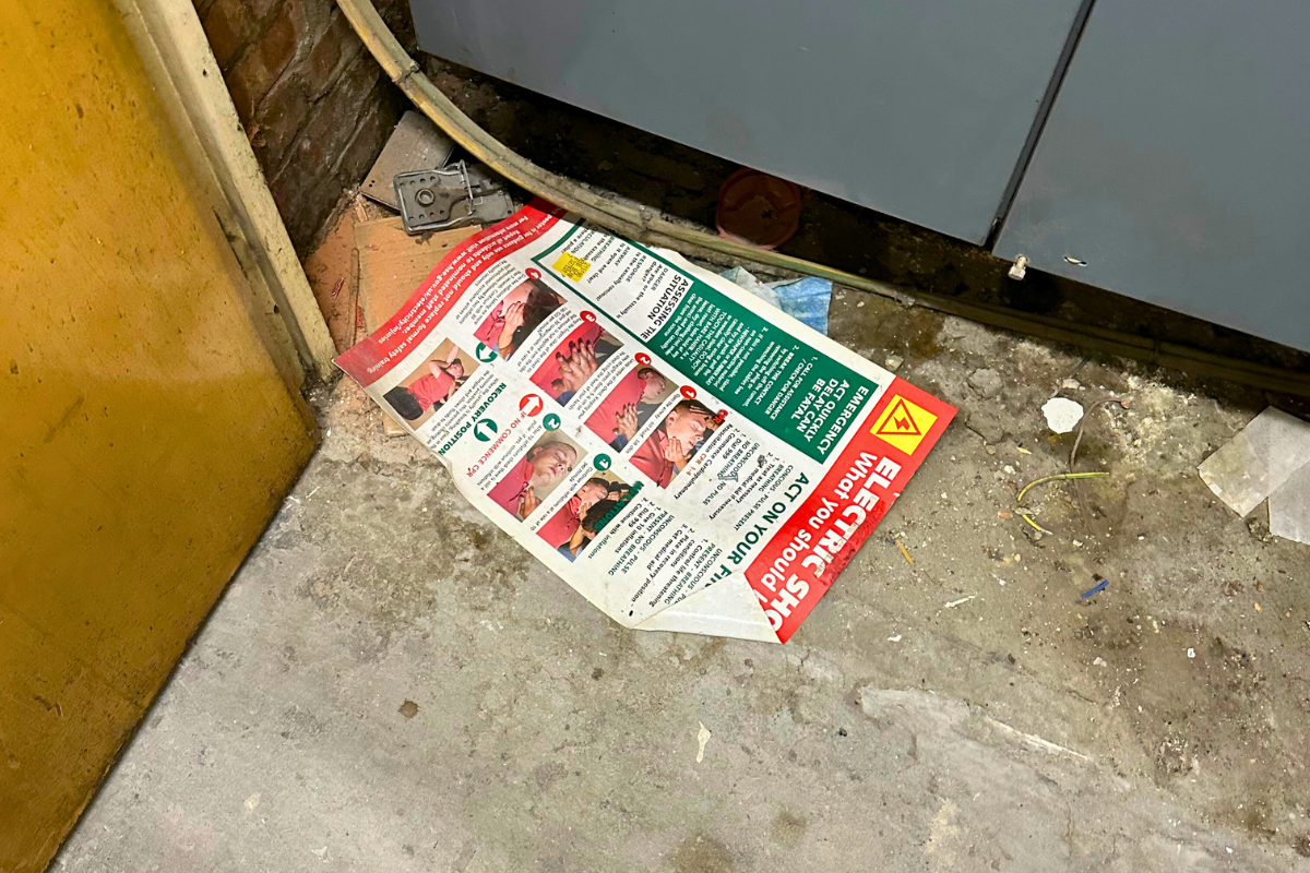 Non-compliant safety signage.