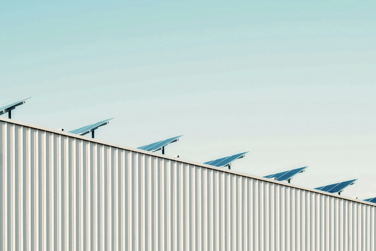 Solar panels on a roof.